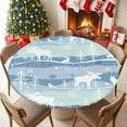 thumbnail image 5 of Round Fitted Tablecloths with Elastic Edge Winter Forest Deer Snowflake Waterproof Table Cover for Kitchen Dining Party Decor,36" - 44", 5 of 9