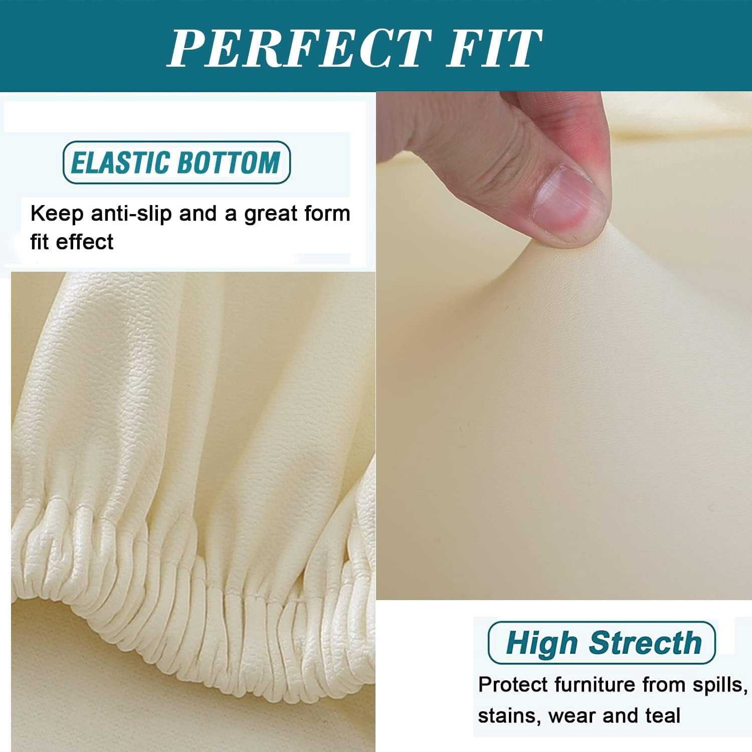 XUELC Waterproof Stretch Bar Stool Covers, 2/4 Pack PU Slipcovers with Back for Low Back Stools