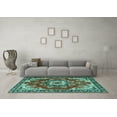 thumbnail image 3 of Ahgly Company Machine Washable Indoor Round Medallion Turquoise Blue Traditional Area Rugs, 4' Round, 3 of 4