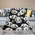 thumbnail image 2 of COMIO  Cute Panda Throw Blanket Soft Warm Print Black White Blanket for Sofa Chair Bed Office Travelling Camping, 2 of 6
