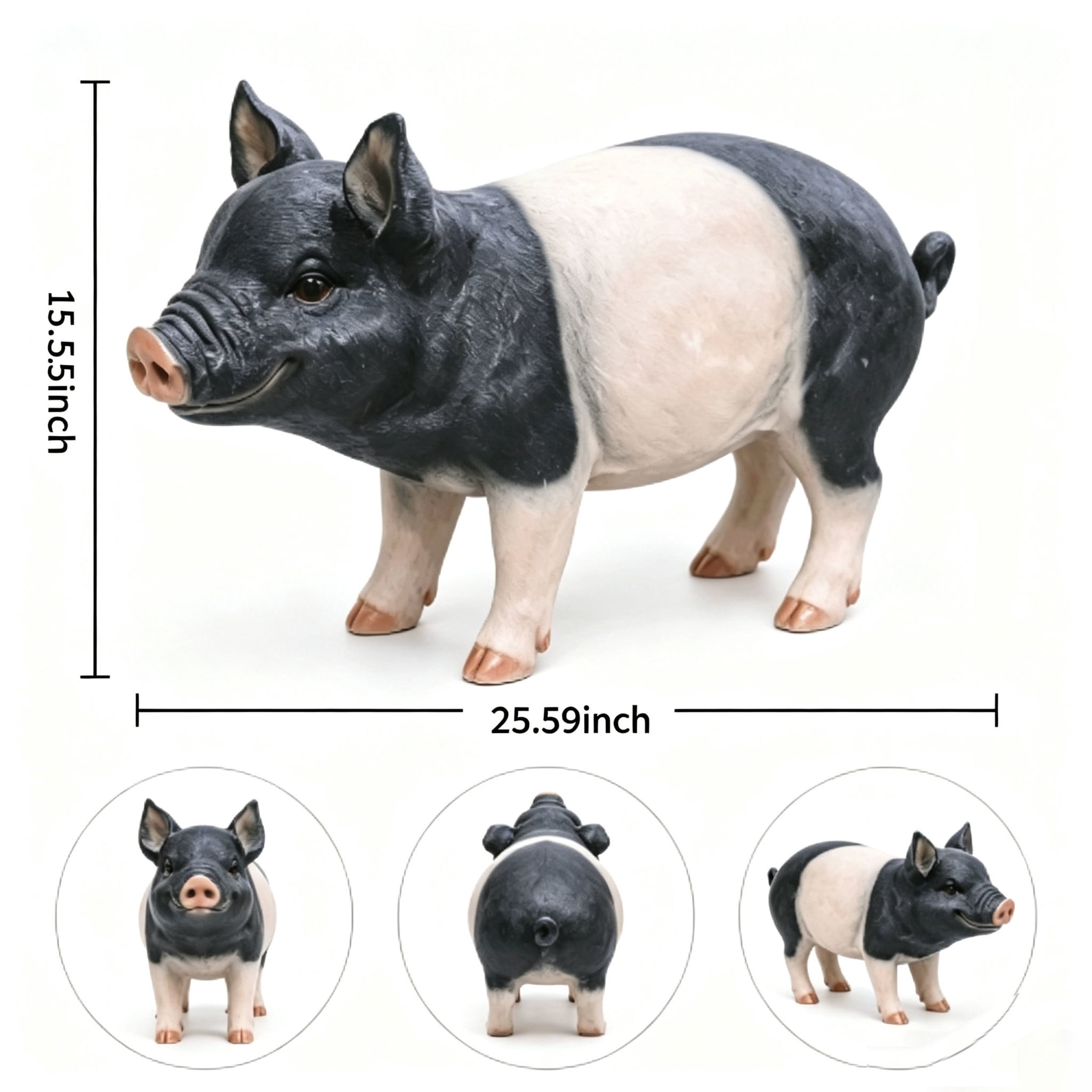 GDF Studio Garden Pig Resin Indoor/Outdoor Guardian Statue, Weather-Resistant Decor Figurine for Garden & Courtyard