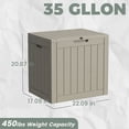 thumbnail image 4 of Decksplore 35 Gallon Outdoor Storage Box, Small Waterproof Resin Deck Box with Lockable Lid Storage Bin for Patio Furniture Cushions, Garden Tools, Pool Accessories, UV-Resistant Outside, Brown, 4 of 9