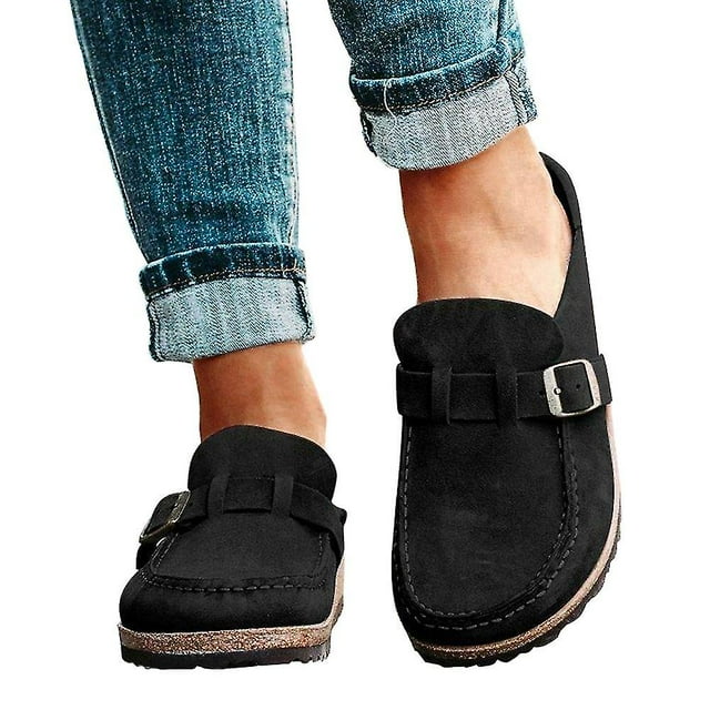 Zuecos cómodos informales para mujer, sandalias sin cordones de gamuza, zapatos de verano para el hogar y la oficina huangjie unisex