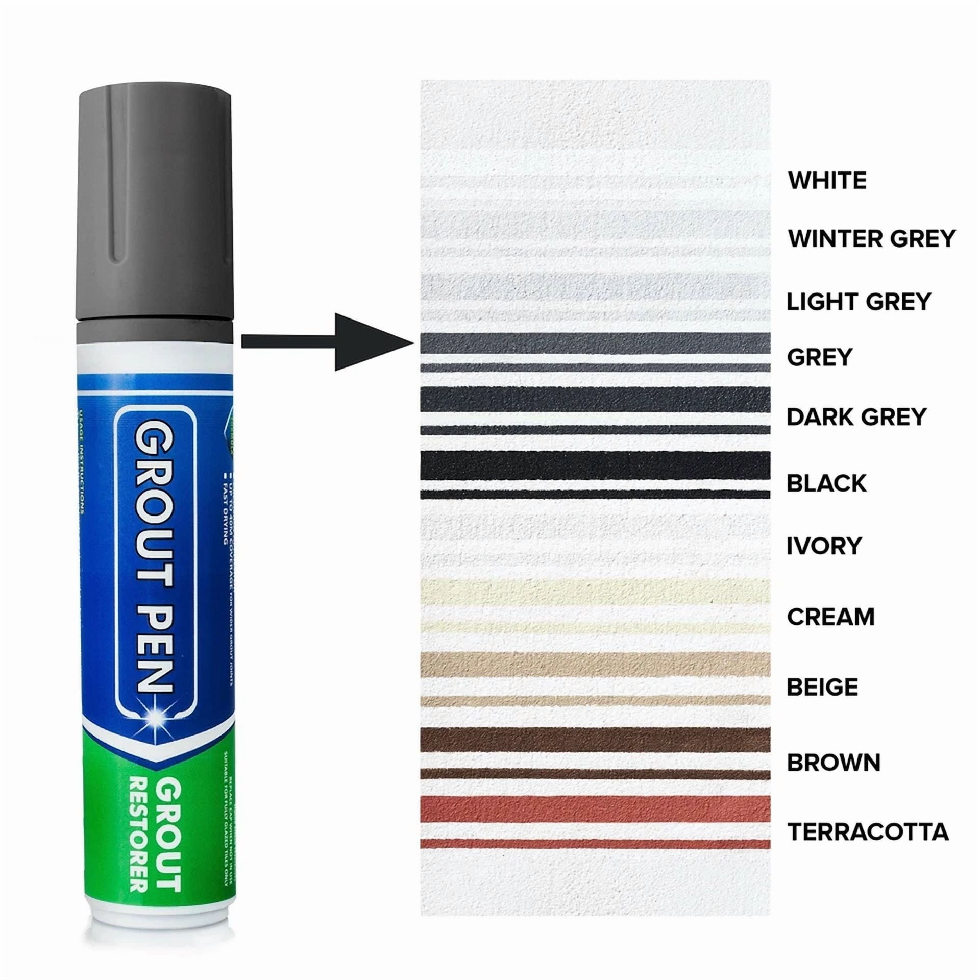 CIRCLE- Grout Pen Grey Tile Paint Marker: Waterproof Tile Grout Colorant Pen - Wide Tip