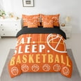 thumbnail image 2 of Basketball Bed in a Bag Twin Sport Game Ball Theme Comforter Set with Sheets Basketball Room Decor Bed Set Sports Bedding Sets Teen Sports Sheets 7 Pcs White Orange, 2 of 5