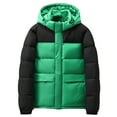 thumbnail image 2 of lkfuzj Men's Puffer Jacket Hooded Winter Coat Warm Thicken Cotton Outerwear Unisex Fashion Long Sleeve Hooded Jacket Zippered Patchwork Collar Warm Bread Padded Coat Tops - Green, 2 of 7