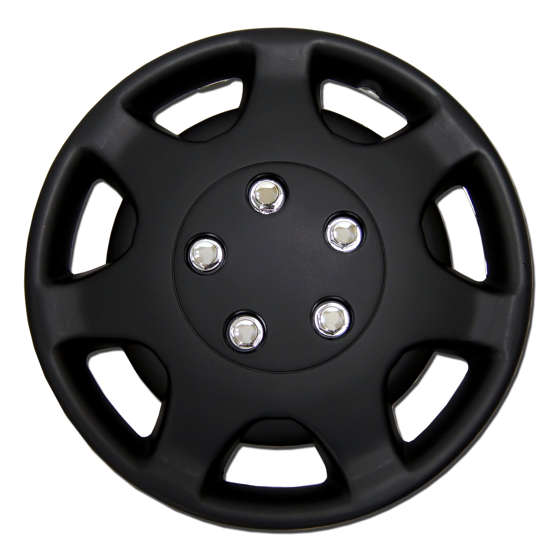 TuningPros WSC107B14 Set of 4 Matte Black Hubcaps 14" Hub Caps Wheel