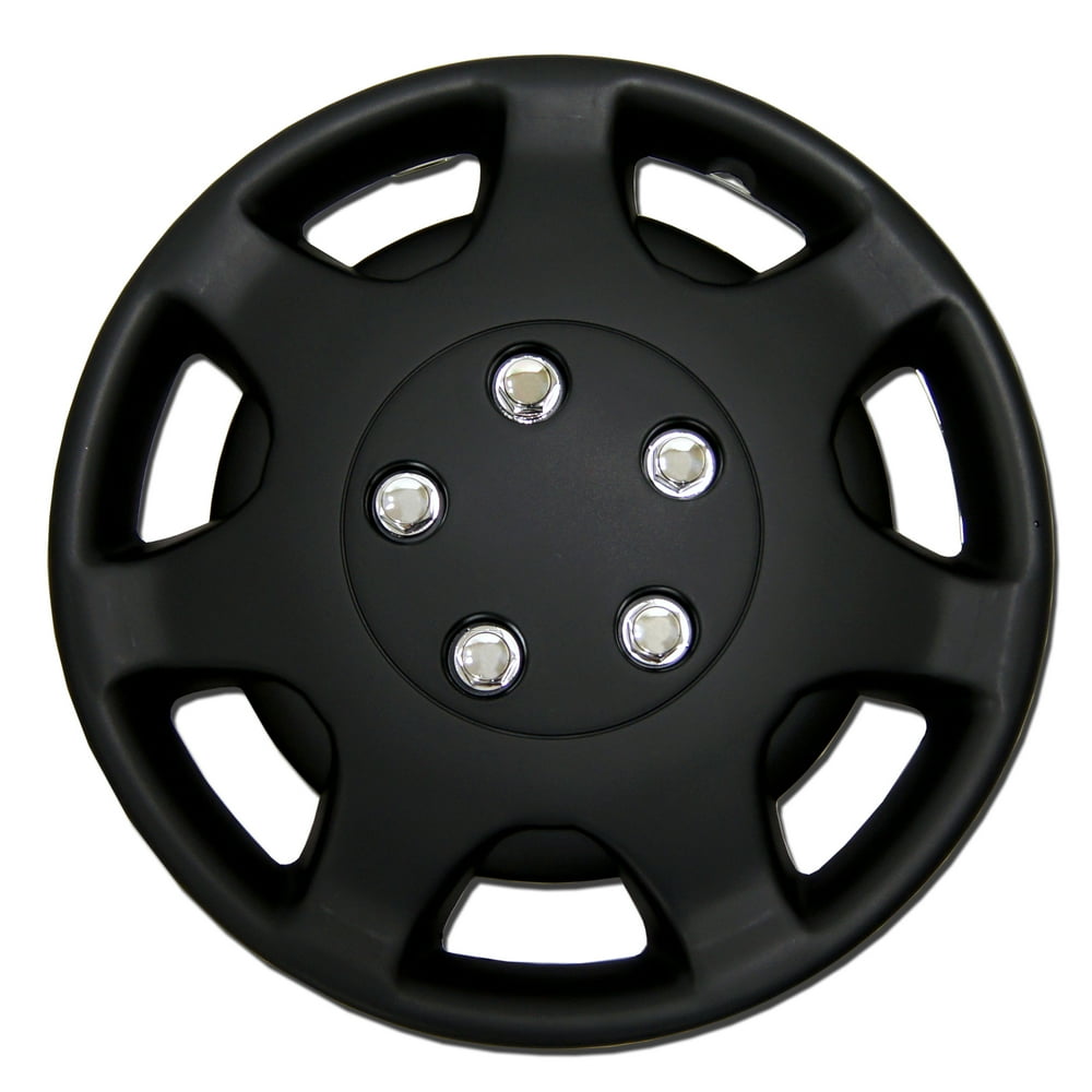 Set of 4 Matte Black Hubcaps 14" WSC107B14 Hub Caps Wheel Skin Cover