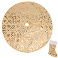 thumbnail image 2 of BadPiggies Christmas Tree Skirt, 48 inches Snowflake Xmas Tree Mat and Stockings for Halloween Christmas Party Decorations (Gold), 2 of 8