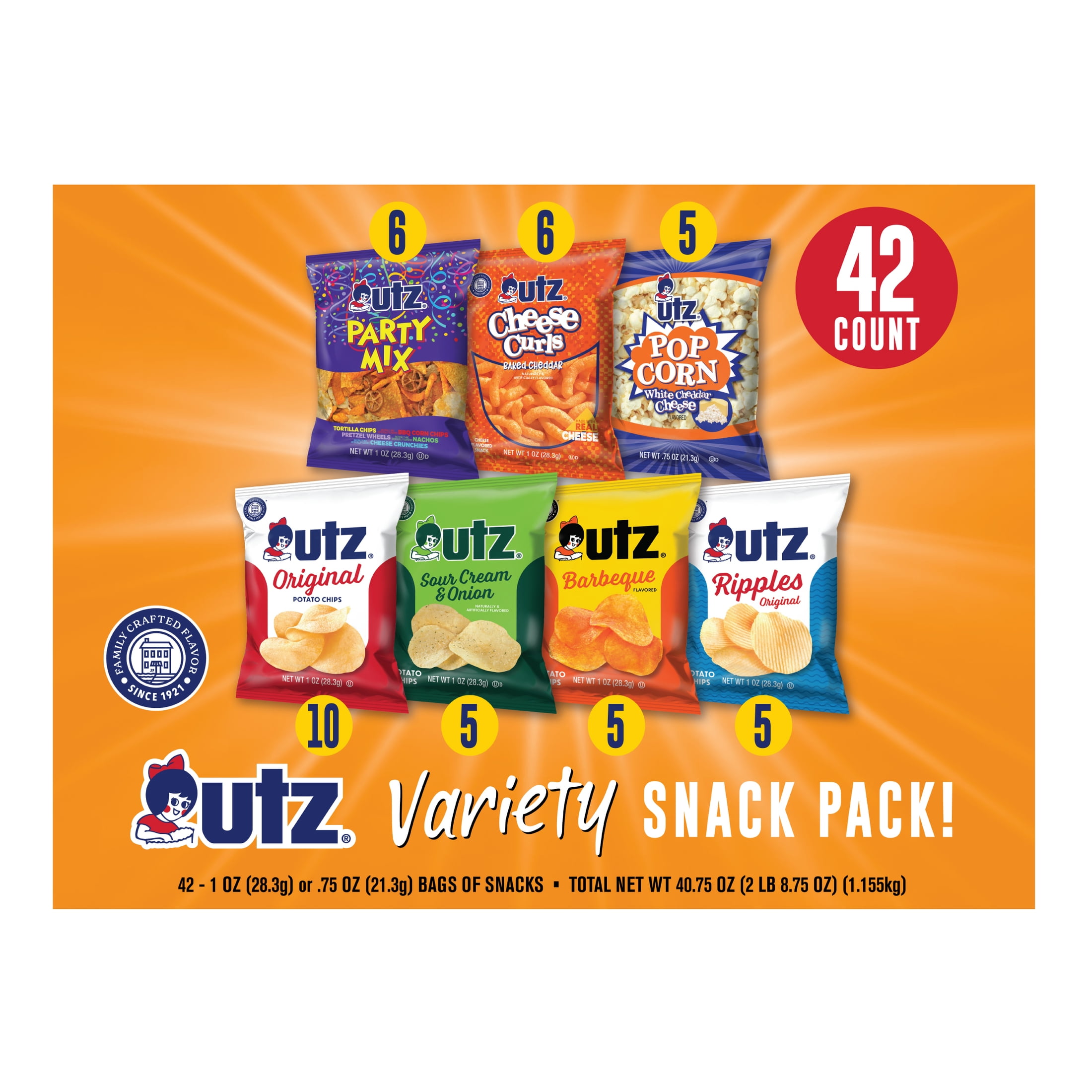(2 pack) Utz Snack Variety Pack, 1 oz. - Pack of 42