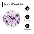 thumbnail image 4 of 12 Inch Wall Clock Battery Operated Silent Clock Decorative for Office, Kitchen, Outdoor, Living Room，Floral Pattern Purple Small Flowers Bright Drawing, 4 of 4
