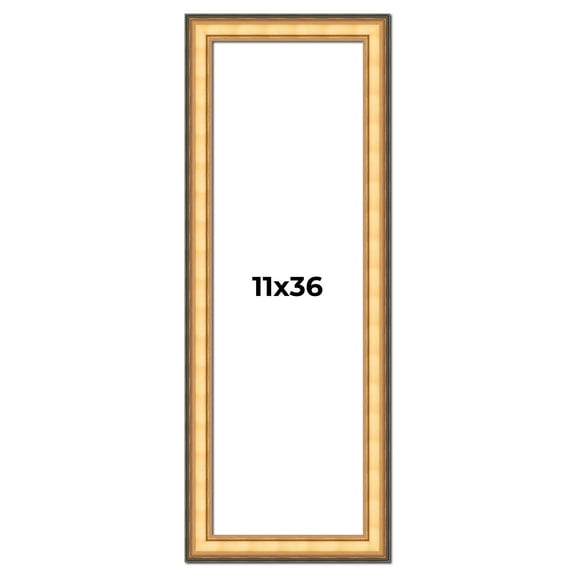 11x36 Frame Gold Plein Aire Solid Wood Picture Frame Width 2 Inches | Interior Frame Depth 0.5