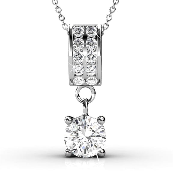 Cate & Chloe Monroe 18k White Gold Plated Pendant Necklace with Swarovski Crystal Gift for Women