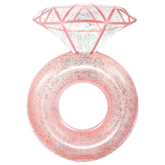 HeySplash Pool Floats for Adults, Inflatable Diamond Ring Pool Float, Large Engagement Ring Floatie for Bachelorette Party, Swim Tube River Lake Wedding Bride Stagette Decor Fun Toy,Shining Rose Gold