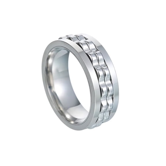 HIJONES Rotatable Ring for Women Men Stainless Steel Band Jewelry Silver Size 8