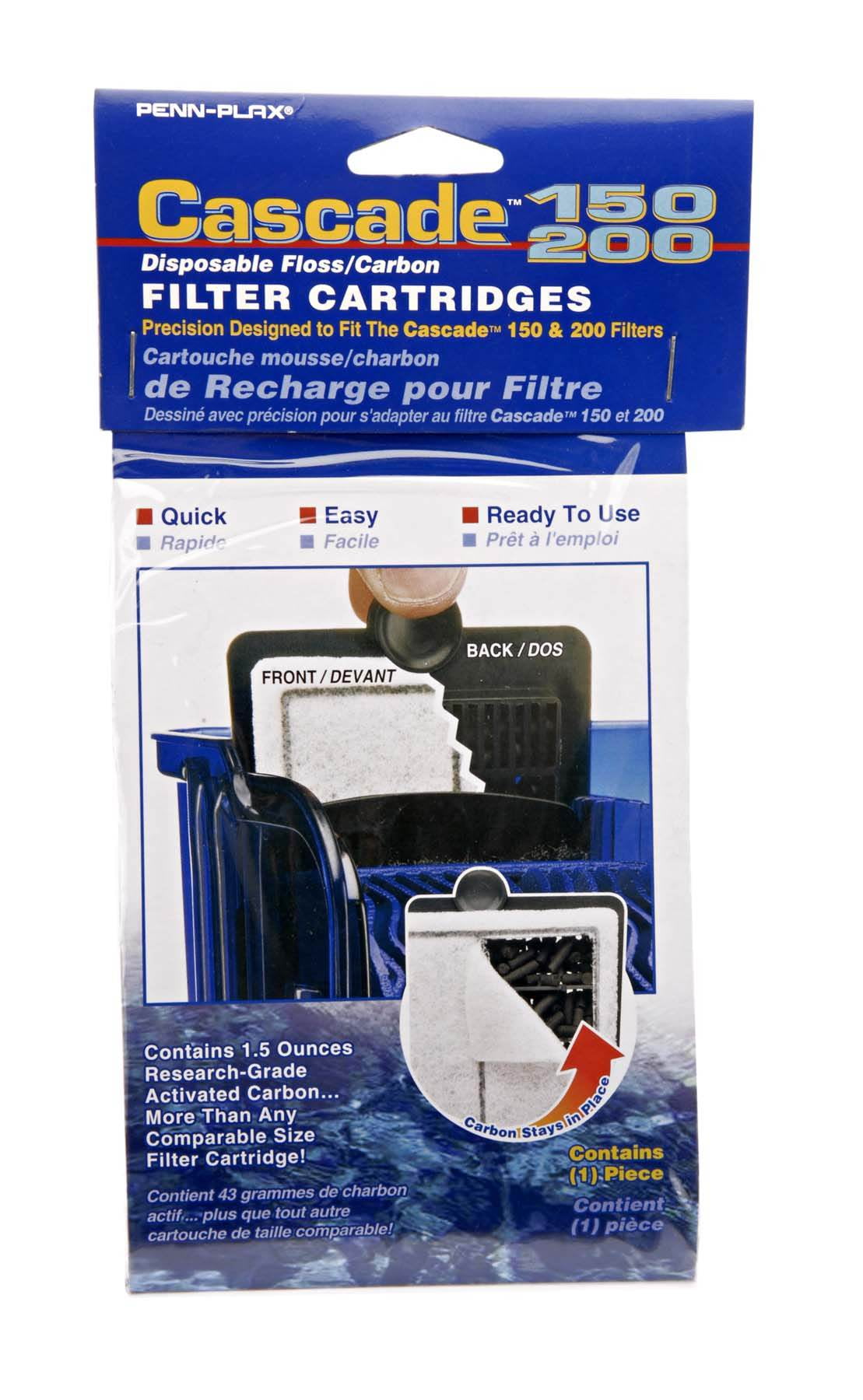 3 Pack 150/200 Gph Filter Cartridges Cascade Hang-On Power Filter Replacement 