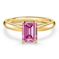 thumbnail image 3 of Gem Stone King 10K Yellow Gold Pink Moissanite Engagement Ring for Women | 1.00 Cttw | Octagon 7X5MM | Gemstone Birthstone | Size 6, 3 of 6