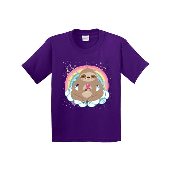 Inktastic Sloth Yoga Rainbow Youth T-Shirt