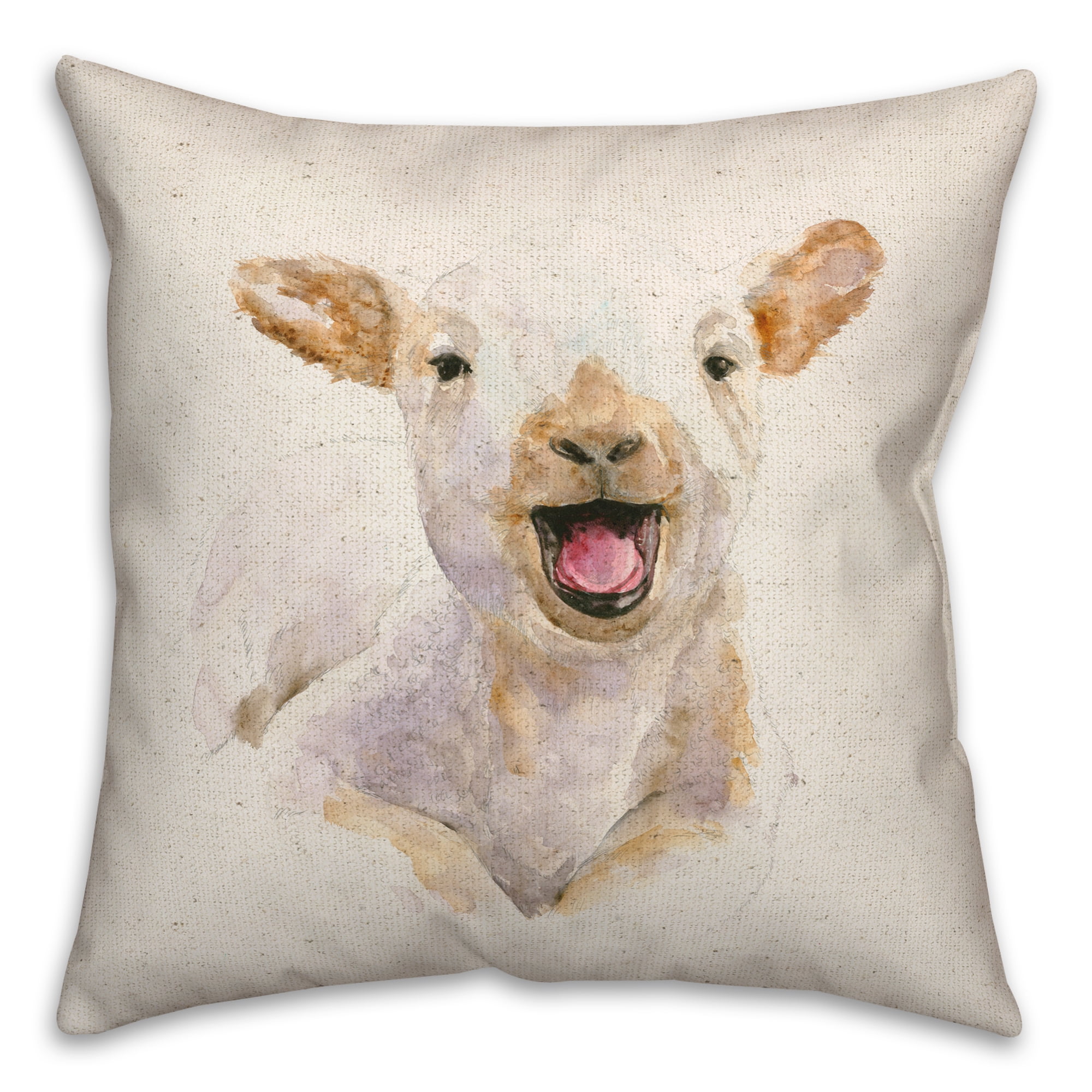 Creative Products Happy Baby Goat Painting 18x18 Spun Poly Pillow