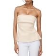thumbnail image 1 of Strapless Tube Tops for Women Backless Going Out Bandeau Top Sexy Trendy Off Shoulder Side Split Summer Bustier Tops, 1 of 5