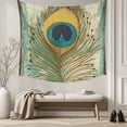 thumbnail image 5 of Teal Peacock Feathers Small Tapestry for Bedroom Wall Hanging Tapestry, Retro Abstract Art Watercolor Ceiling Backdrop Tapestries Poster Blanket Wall Decor for Teens Room Living Room Dorm 23" x 28", 5 of 8