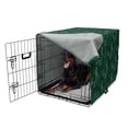 thumbnail image 5 of Tropical Dog Crate Cover, Leaf Motifs Forest Foliage Growth Jungle Botanical Pattern, Easy to Use Pet Kennel Cover Small Dogs Puppies Kittens, 7 Sizes, Emerald Pale Blue, by Ambesonne, 5 of 6