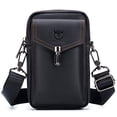 thumbnail image 1 of Men Leather Belt Bag Travel Messenger Crossbody Cell Phone Purse Wallet, 1 of 7
