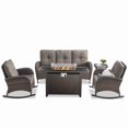 thumbnail image 2 of PARKWELL 5 Pieces Outdoor Patio Furniture Set with Fire Pit Table,All Weather Wicker Rocking Chairs for Garden Lawn Balcony Porch Deck,Brown/Gray, 2 of 13