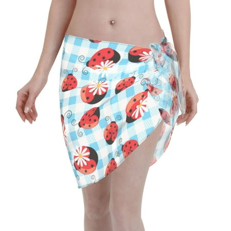 Ocsxa Flowers And Lady Bugs Print Sarong Coverups For Women Bathing Suit Wrap Swimsuit Skirt Beach Bikini Cover Up Swimwear