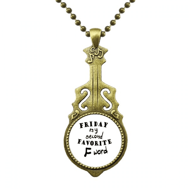 Palabra inglesa diseño viernes mi segundo favorito Collar Guitarra Antigua Joyería Música Colgantes Unbranded M