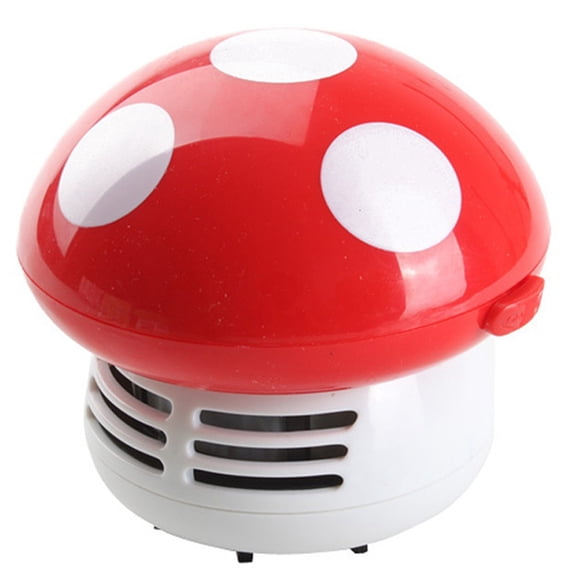 Handheld Mini Desktop Vacuum Cleaner Mushroom Shape Cleaner Desk Cleaner Eraser Dust Paper Dust Sweeper Red