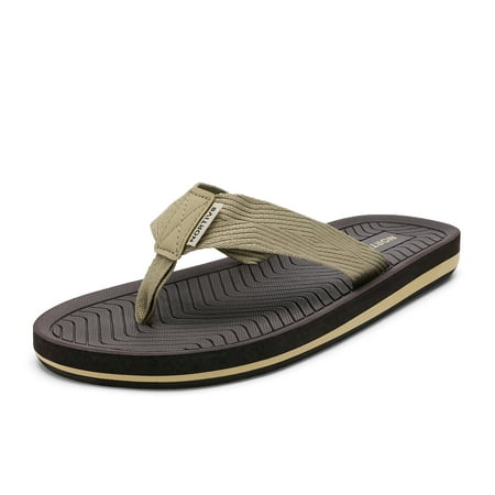 Nortiv 8 Men's Flip Flops Thong Sandals Comfortable Light Weight Beach Shoes Reviva-2 Beige Size 11