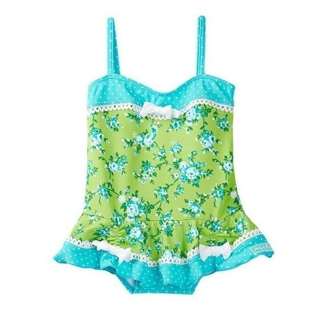 Azul Swimwear Azul Little Girls Turquoise Green Garden Party Skirted One Piece Swimsuit 2T