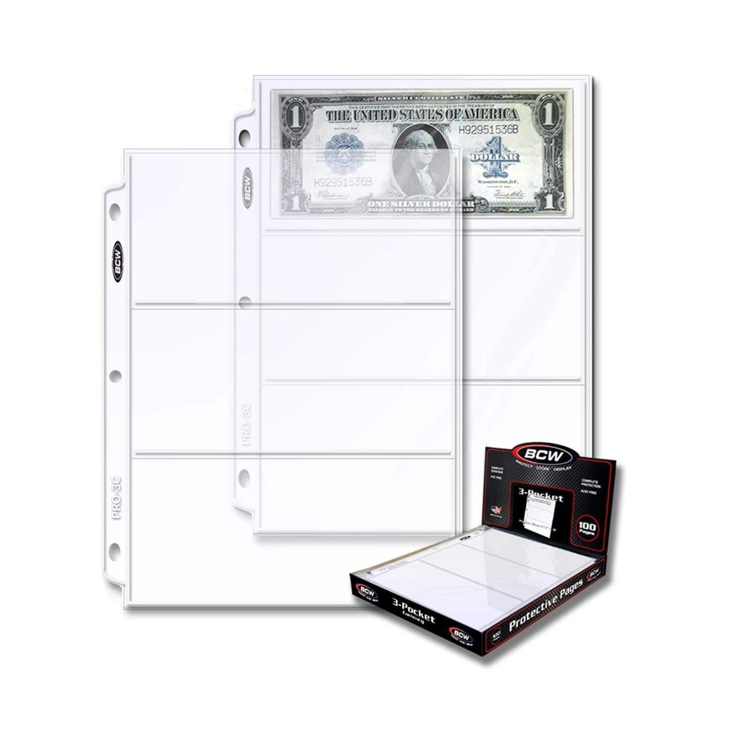 3 POCKET CURRENCY COUPON STORAGE REFILL PAGES 50