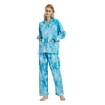 thumbnail image 1 of GLOBAL Conjunto de Pijama de Franela para Mujer, Pijama 100% Algodón para Mujer, Ropa de Estar por Casa, Manga Larga, Botón, Cordón en la Cintura, Ropa de Dormir Cálida, Azul Cielo, Teñido Anudado M, 1 of 6