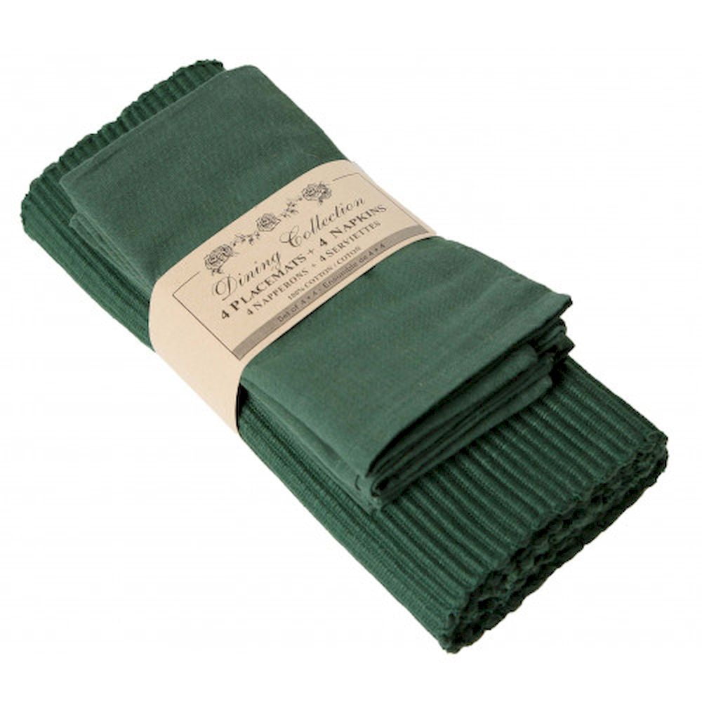4 + 4 Hunter Green Placemats and Napkins