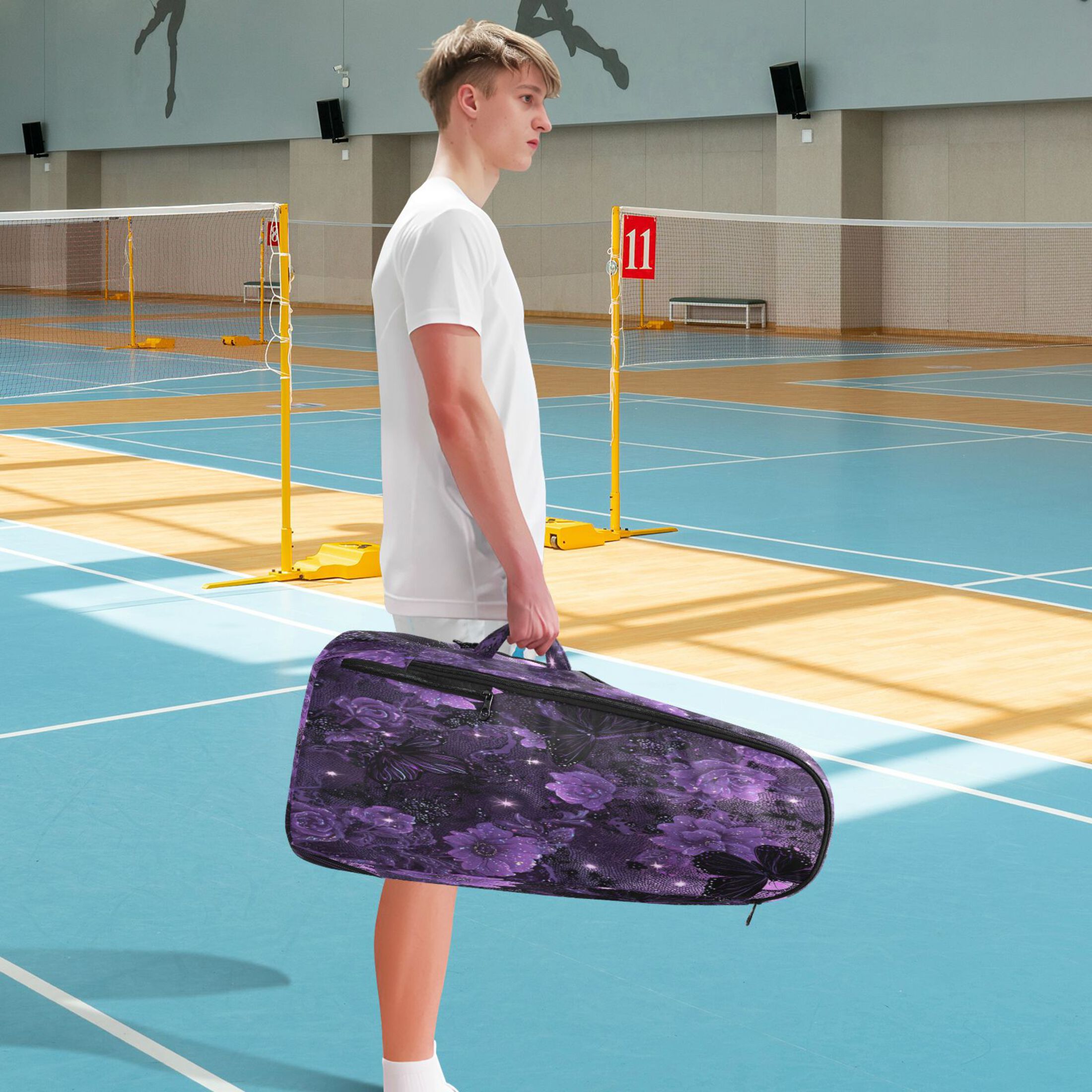 2 Racquet Holder Tennis Backpack Tennis Racket Covers Gym Bags Gorgeous Pink Flowers and Butterflies