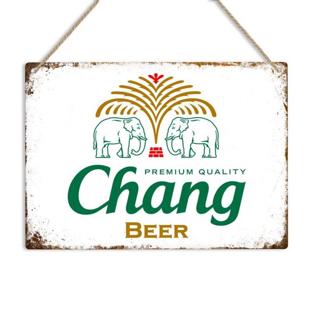 Letrero de pared de metal Chang, placa de cerveza retro vintage para bar, pub, cueva de hombres, cerveza tailandesa, tamaño: 8 x 12 pulgadas
