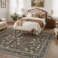 thumbnail image 2 of UERMEI 8x10 Large Area Rugs for Living Room, Indoor Washable Rug, Floral Area Rugs for Bedroom Home Office Decor Dining Room Carpets, Non Slip Low Pile, Dark Brown, 2 of 9