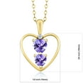 thumbnail image 2 of Gem Stone King 18K Yellow Gold Plated Silver Blue Tanzanite and White Topaz Pendant Necklace for Women (0.74 Cttw, Gemstone December Birthstone, Heart 5MM and 4MM, with 18 inch Silver Chain), 2 of 3