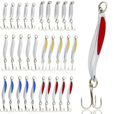 Fishing Spoons Lure, Casting Fishing Lures Blade Baits, Great for Fishing Perch, Crappie, Trout, Bass, Pike, Musky, Walleye, Salmon, Striper and