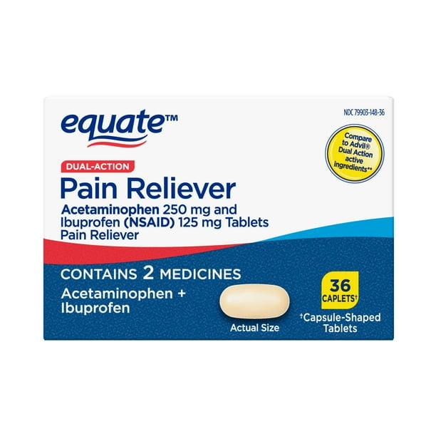 Equate Dual Action Acetaminophen 250 mg and Ibuprofen (NSAID) 125 mg