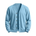 thumbnail image 4 of cllios Cardigan Sweaters for Men V Neck Casual Lightweight Button Down Knitted Cardigan Sweater Solid Color Long Sleeve Cardigans Light Blue S-XXXL, 4 of 6