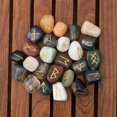thumbnail image 4 of Crocon Mix Chakra Rune Stones Set Engraved with Elder futhark Crystal Runes Set, Reiki Healing runas for Meditation Chakra Balancing, Rune Stone for Beginners with Crystal Guide & Pouch |15-20 mm, 4 of 8