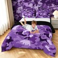 thumbnail image 3 of Manfei Duck Bear Wildlife Full Size Comforter Sets, Contemporary Art Camo Bedding Comforter Set, Purple, Black Reversible, 3 Pieces, 1 Comforter and 2 Pillowcases, 3 of 7