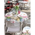 thumbnail image 4 of Outdoor Tablecloth with Umbrella Hole and Zipper, Easter Round Table Cloth 60 Inch Waterproof Tablecloth, Pink Tulip Flowers Spring Watercolor Bunny Floral Picnic Table Cover for Patio Camping, 4 of 7