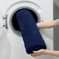thumbnail image 6 of 3 Pieces Bathroom Rugs, Ultra Soft Non Slip Absorbent Chenille Toilet Bath Mat Set (Navy Blue), 6 of 6