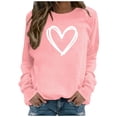 thumbnail image 2 of Jsaierl Chandails en Molleton Décontractés à Col Rond pour Femmes Imprimé Cœur Manches Longues Pull-Over Automne Chaud Confortable Hauts Tendance Mignons Polyvalents Chemises Quotidiennes Blouses de Sortie, 2 of 6