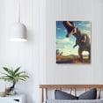 thumbnail image 3 of JRXY Canvas Wall Art Ready to Hang Tyrannosaurus rex roars at a brachiosaurus in the nature  Prints Artwork Paintings for Living Room Bedroom Bathrooms Office Wall Decorations, 3 of 4