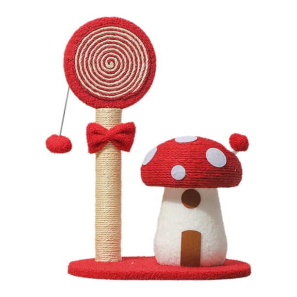 Poste rascador para gatos, poste rascador con Base, garra para moler gatos, poste para moler patas, juguete interactivo para gatos pequeños y gatitos rojo